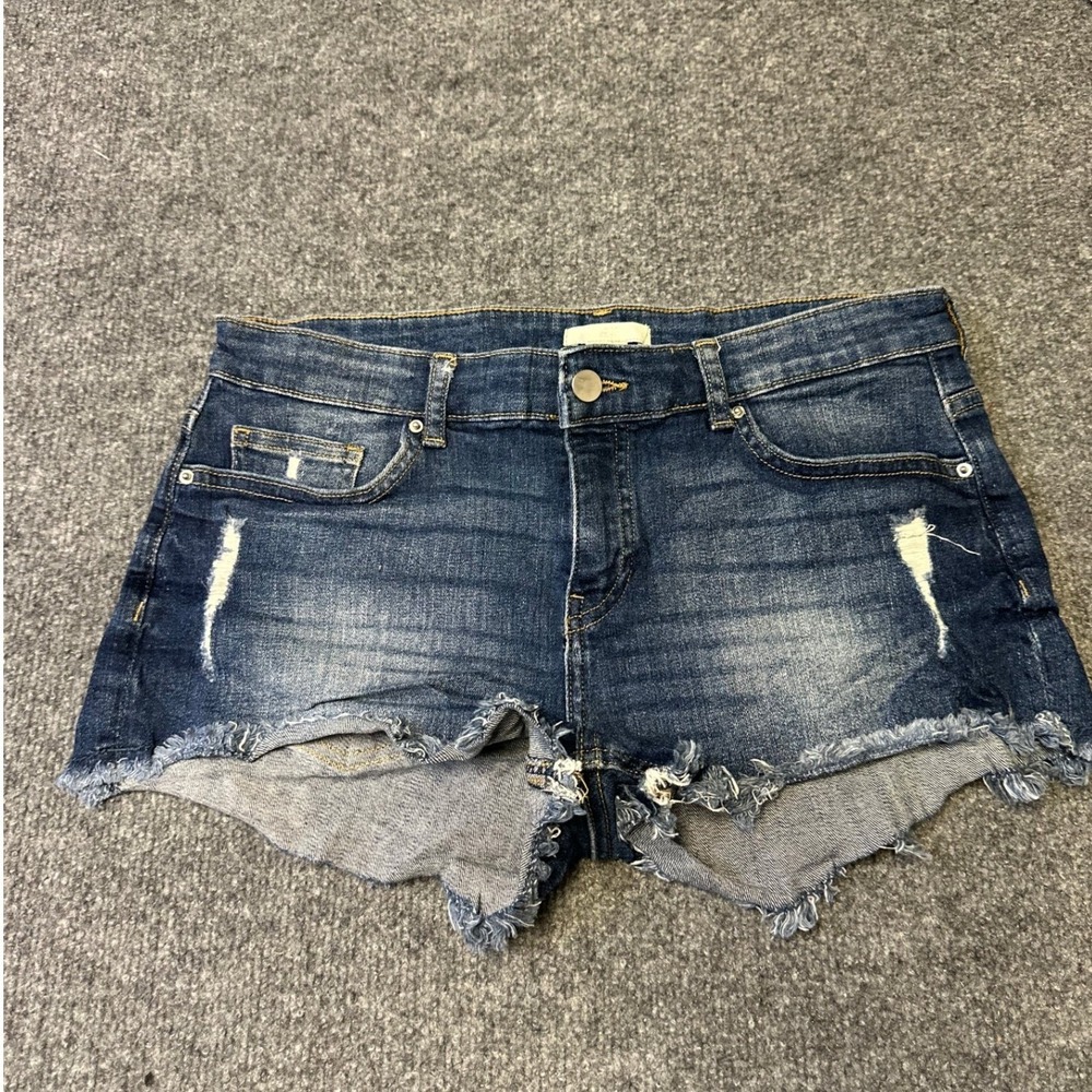 H&M Shorts Womens Size 30 Blue Distressed Raw Hem Stretch Denim Cut Offs